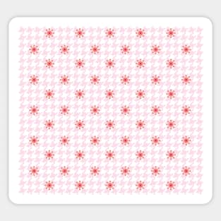 Pink and White Houndstooth Flower Dot Sticker